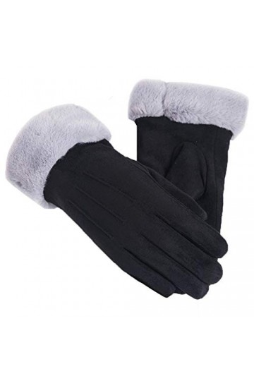 Gants dhiver chauds en peau de cerf pour femme - Gants en velours épais pour écran tactile