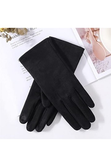 LZQPEARL Vélo en Cuir de Daim dhiver for Femmes Vélo Chaleureux Mitaines de Plein air Sport Complet Feuil Peluche Peluche éc