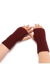 Gants dhiver tendance en peluche tricotée coupe-vent chaud épais demi-mitaines pour femme