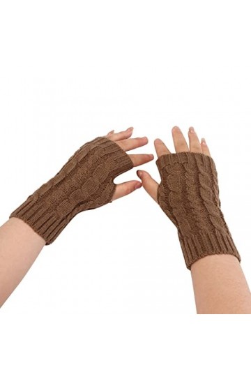 Gants dhiver tendance en peluche tricotée coupe-vent chaud épais demi-mitaines pour femme