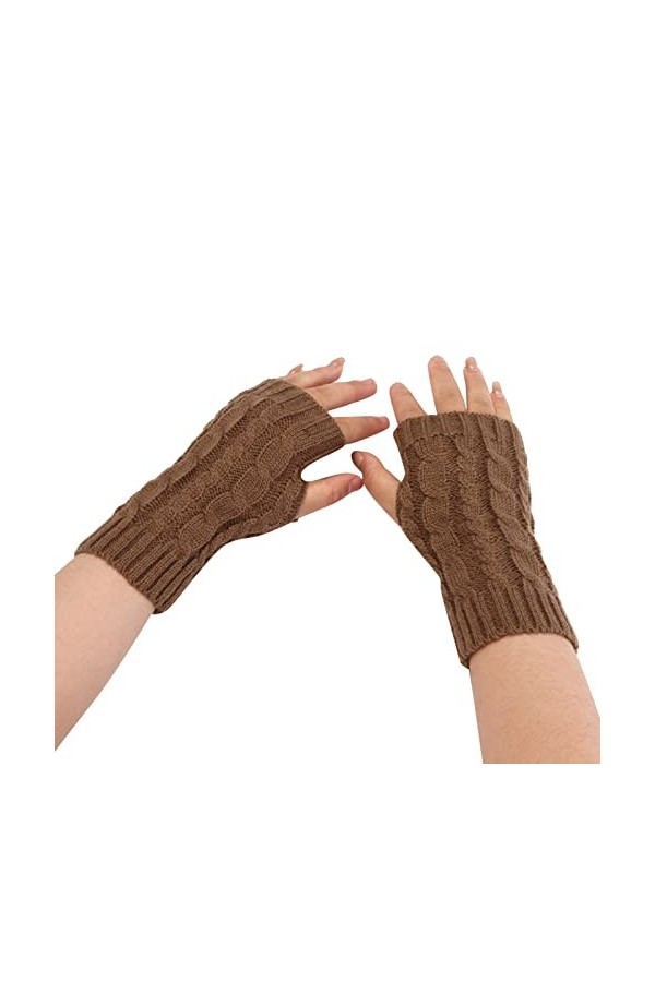 Gants dhiver tendance en peluche tricotée coupe-vent chaud épais demi-mitaines pour femme