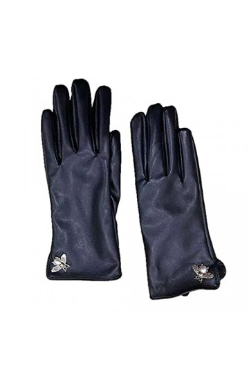 UKKO Gants Dames Gants en Cuir pour Femmes dhiver Et dautomne Feuilles De La Marque Full Doigt Mitaines Chaudes