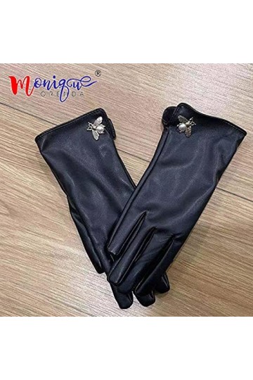 UKKO Gants Dames Gants en Cuir pour Femmes dhiver Et dautomne Feuilles De La Marque Full Doigt Mitaines Chaudes