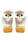 ZTJ Gants en Peluche Faits Main, Animaux Mignons, Gants tricotés pour Femmes, Doigts épaississants, Doux et Chauds pour laut