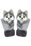 ZTJ Gants en Peluche Faits Main, Animaux Mignons, Gants tricotés pour Femmes, Doigts épaississants, Doux et Chauds pour laut