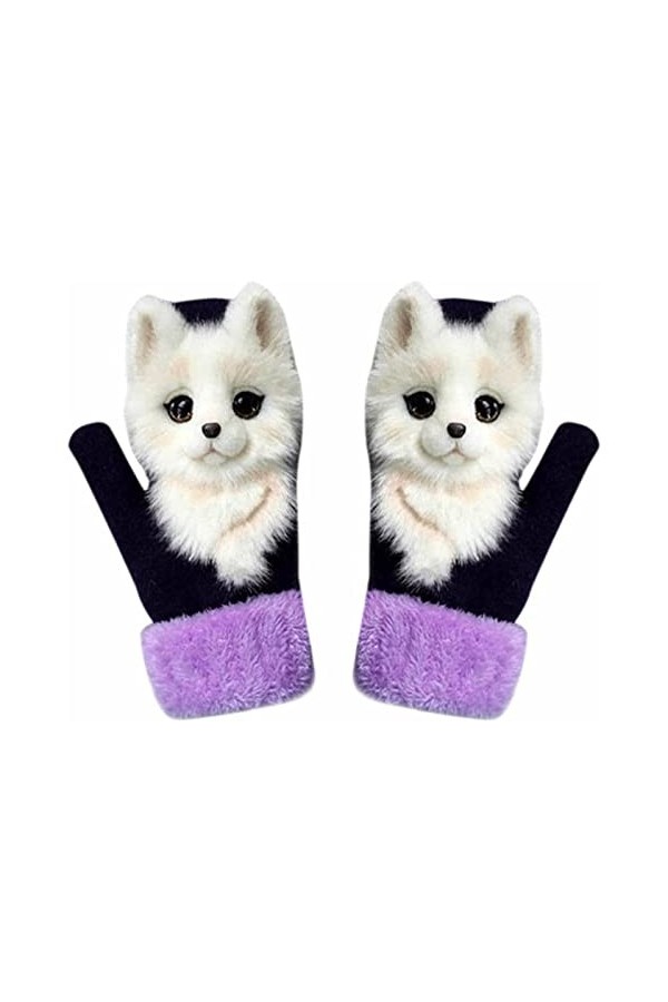 ZTJ Gants en Peluche Faits Main, Animaux Mignons, Gants tricotés pour Femmes, Doigts épaississants, Doux et Chauds pour laut