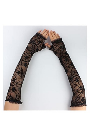 JSJJRGB mitaine Mariage Nouveau Printemps Winter Black Femmes Gants de Dentelle Long Bracelet sans Doigts sans Doigts de Dent