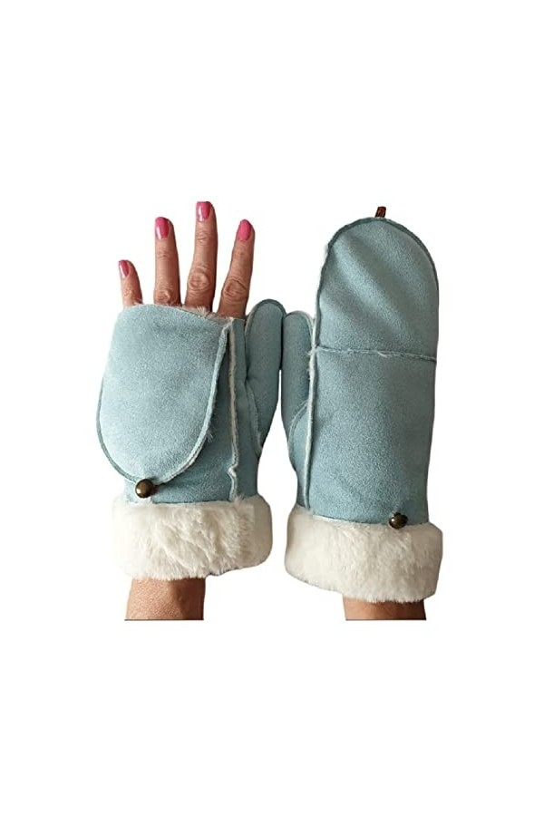 AXELENS Mitaines Gants Chauds Femme D’hiver Moufles Ouvrables Élégantes Confortables Taille Unique S/M