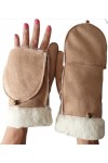 AXELENS Mitaines Gants Chauds Femme D’hiver Moufles Ouvrables Élégantes Confortables Taille Unique S/M