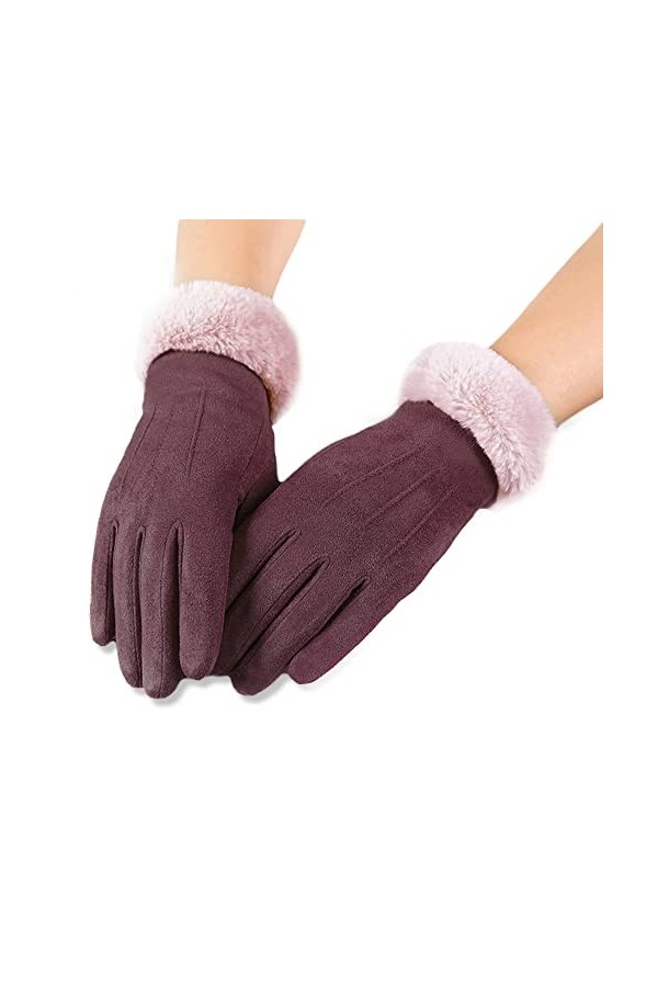 AXELENS Gants dHiver Pour Femme Tactiles de Conduite Écran Tactile en Cuir Chamoisé Chaud Intérieur Molletonné Élégants avec