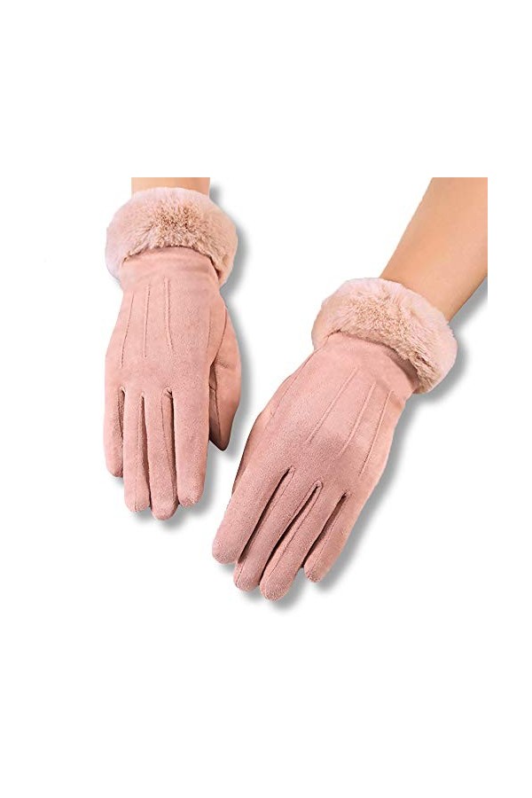 AXELENS Gants dHiver Pour Femme Tactiles de Conduite Écran Tactile en Cuir Chamoisé Chaud Intérieur Molletonné Élégants avec