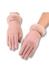 AXELENS Gants dHiver Pour Femme Tactiles de Conduite Écran Tactile en Cuir Chamoisé Chaud Intérieur Molletonné Élégants avec