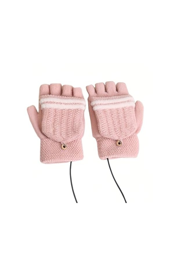Gants Chauffants Tricotés, Double Face Demi Doigt Chaud Moufle, Femme Portable Chauffant Des Gants pour Une Utilisation en In
