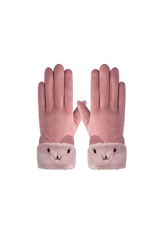 Gants dhiver chauds pour femme avec doublure en polaire coupe-vent doux avec poignets bouffants pour femme - Convient pour l