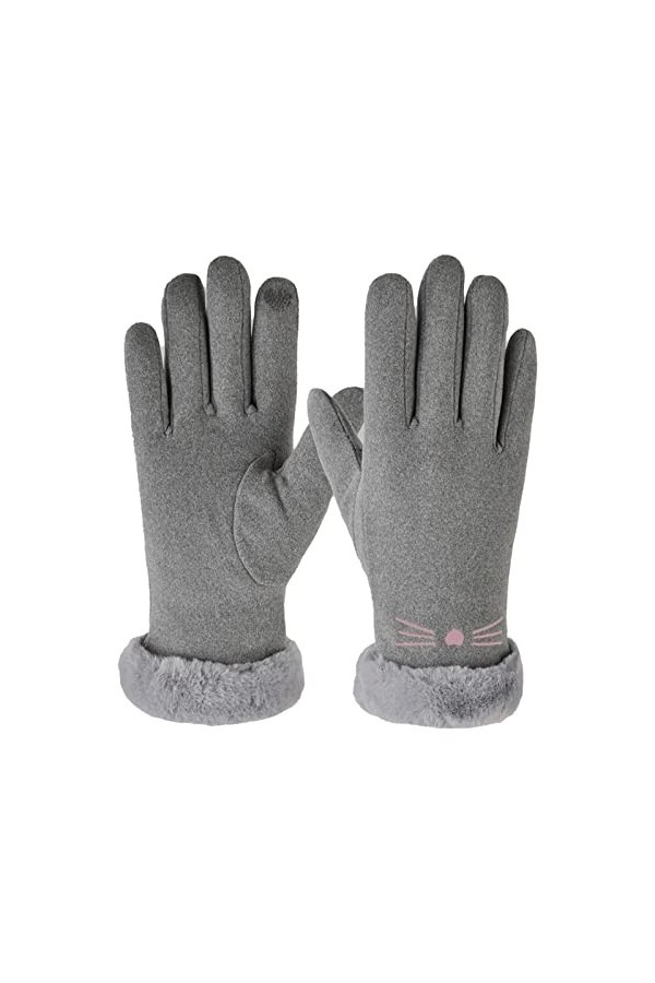 Gants dhiver chauds pour femme avec doublure en polaire coupe-vent doux avec poignets bouffants pour femme - Convient pour l