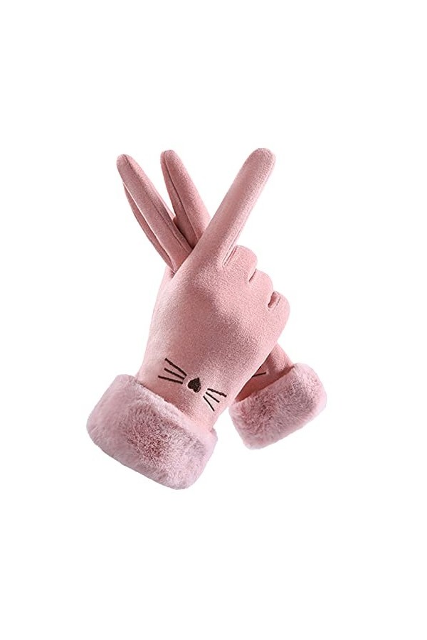 Gants dhiver chauds pour femme avec doublure en polaire coupe-vent doux avec poignets bouffants pour femme - Convient pour l
