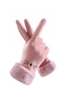 Gants dhiver chauds pour femme avec doublure en polaire coupe-vent doux avec poignets bouffants pour femme - Convient pour l