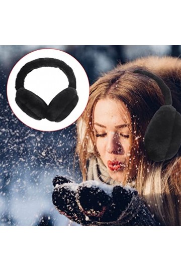 Hemoton Cache-oreilles doux en peluche pour lhiver - Accessoire pour femme et fille - Noir