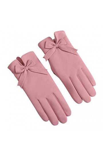 CAILIN Gants Gants de Chaleur Hiver de Femme et de Velours épais Bow décoration Coupe-Vent imperméable Gants écran Tactile, R