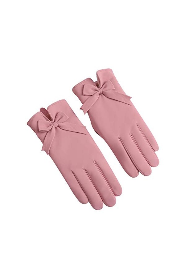 CAILIN Gants Gants de Chaleur Hiver de Femme et de Velours épais Bow décoration Coupe-Vent imperméable Gants écran Tactile, R