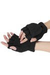 Berrysun Gants Mitaines sans doigtsstay warmPatrouilles de Jour et de Nuit Femme Gants Moufles Homme Color : Black, Size : O