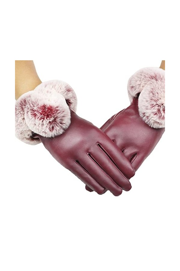 SYT-MD Gants, Gants en Cuir for Femmes Automne Hiver Mitaines Chaudes Gants for Temps Froid Femme Color : C, Size : M 