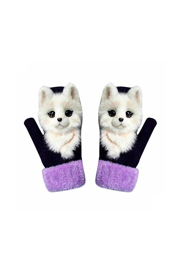 LVTFCO Gants DHiver En Peluche éPaisse, Mitaines DAnimaux Mignons, Doublure Polaire Douce, Chaud Mitaines à Doigt Complet 