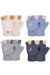SATINIOR 4 Paires Gants sans Doigts avec Couverture Mitaines Convertibles Arc-en-Ciel Épaisses en Tricot Mitaines avec Rabat