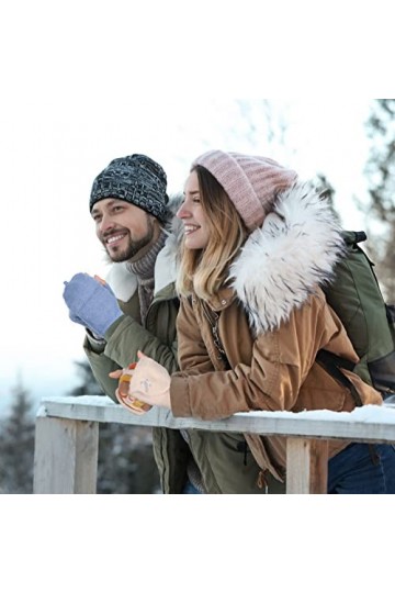 SATINIOR 4 Paires Gants sans Doigts avec Couverture Mitaines Convertibles Arc-en-Ciel Épaisses en Tricot Mitaines avec Rabat