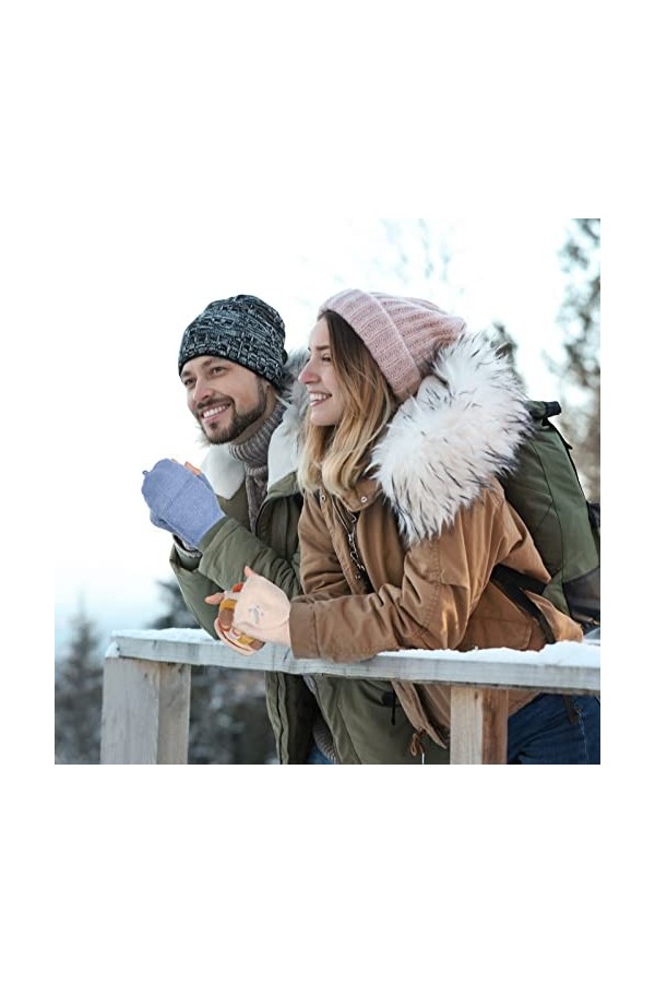 SATINIOR 4 Paires Gants sans Doigts avec Couverture Mitaines Convertibles Arc-en-Ciel Épaisses en Tricot Mitaines avec Rabat