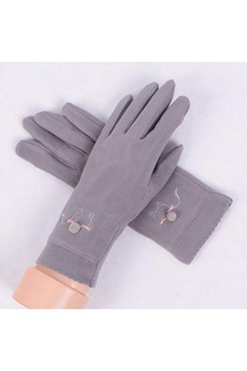RFEGEF Femme Gants dhiver,Gants À Écran Tactile Gris Motif De Chat Mignon Plus Gants De Velours Dames Doux Coupe-Vent Élégan