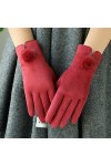 Gants Dhiver Femme Plus Velours Rembourré Écran Tactile Chaud À Lessence Extérieure Thermique Color : Claret-red, Gloves S