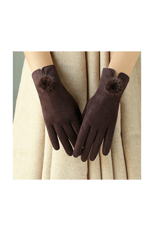 Gants Dhiver Femme Plus Velours Rembourré Écran Tactile Chaud À Lessence Extérieure Thermique Color : Claret-red, Gloves S