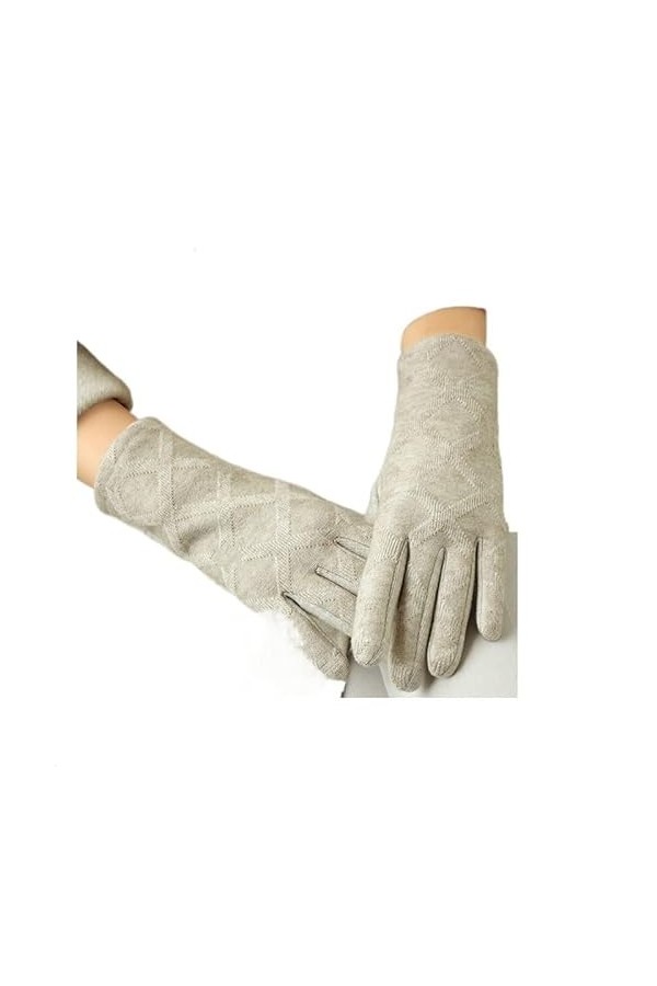Gants Femme， Femmes hiver cachemire Stretch tricot épaissir chaud gant Sport de plein air cyclisme Plus velours peluche écran