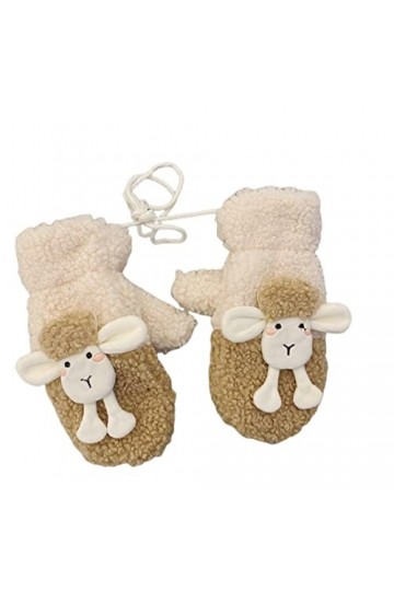 Yannaky Gants dhiver Gants De Fleurs en Peluche Mignonnes Femelles Hiver Plus en Velours-A
