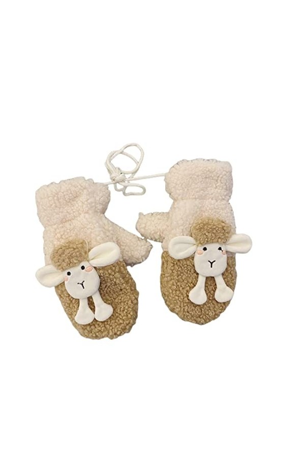 Yannaky Gants dhiver Gants De Fleurs en Peluche Mignonnes Femelles Hiver Plus en Velours-A