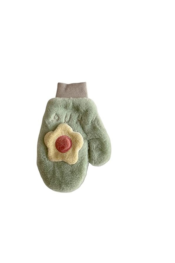 Yannaky Gants dhiver Gants De Fleurs en Peluche Mignonnes Femelles Hiver Plus en Velours-A