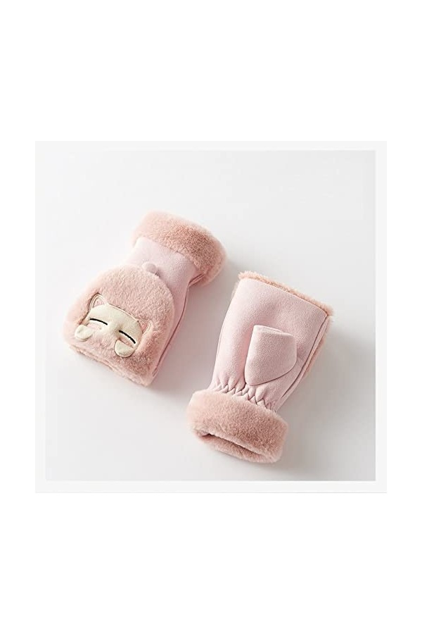 Liyinco Gants sans Doigts en Peluche Mignons pour Femme, Gants sans Doigts épais brodés en Daim dhiver, Gants décriture et 