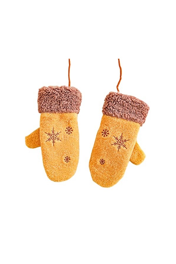 Yannaky Gants dhiver Gants en Peluche Hivernaux pour Femmes Plus Velours Chaud Entièrement Inclusif Pending Cou Extérieur Ép