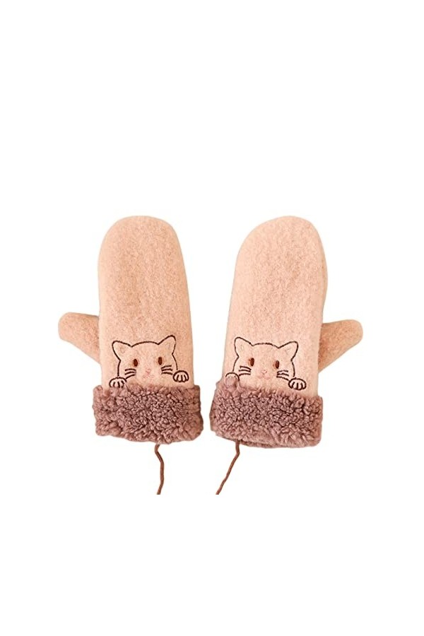 Yannaky Gants dhiver Gants en Peluche Hivernaux pour Femmes Plus Velours Chaud Entièrement Inclusif Pending Cou Extérieur Ép