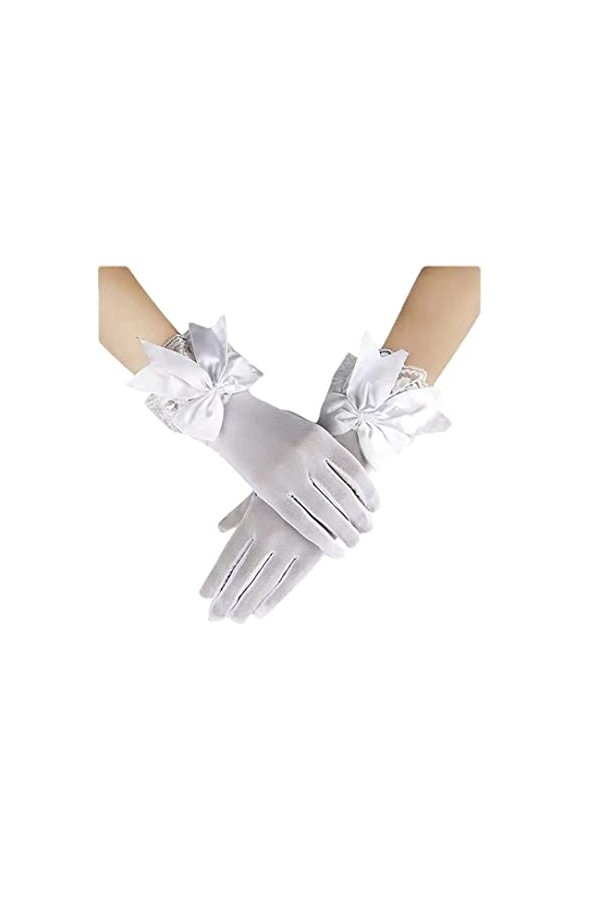 Dndrdhfb Moufles de mariée en maille noire avec nœud en dentelle, Style02, taille unique