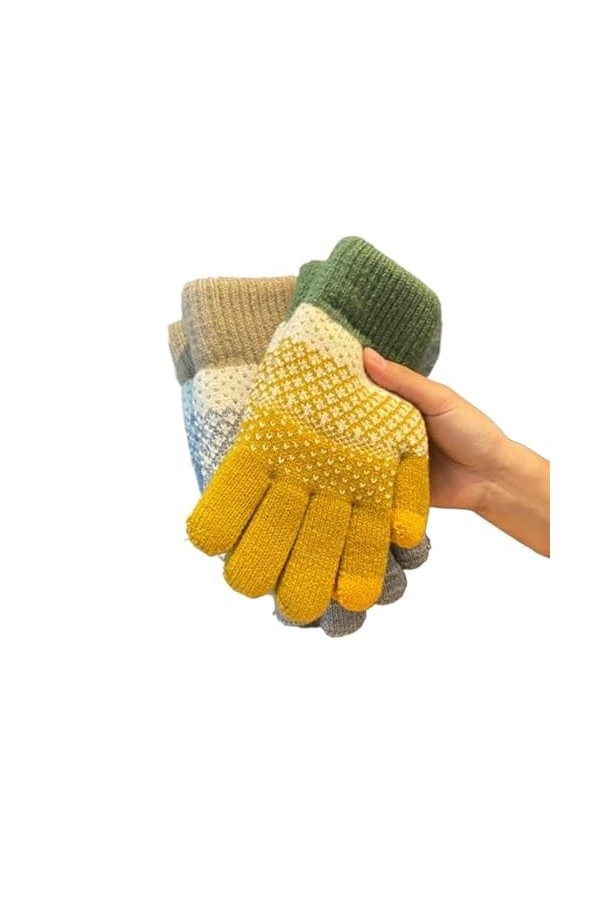 BLAIS Gants dhiver pour femme, gants chauds en velours épais à cinq doigts pour écran tactile pour homme, C, taille unique