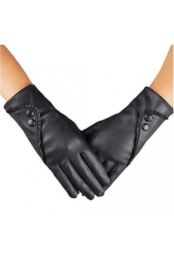 UKKO Gants Dames Gants dhiver Mitaines Mode Winter Femmes Feuilles De Plein Air Feuil Feuil Doublure Gants De Conduite Cuir 