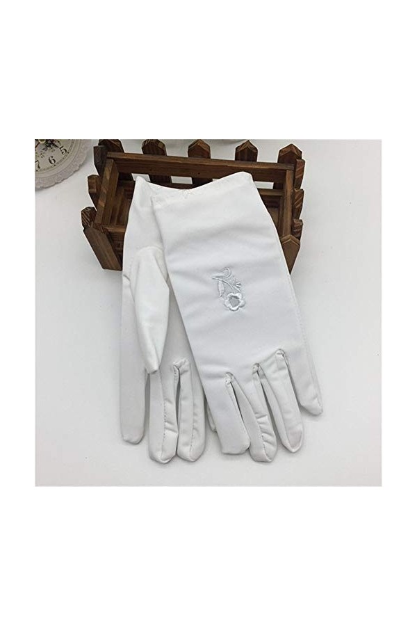 BJTYHT Gants de Protection Solaire Gants de Protection UV for Femmes, Conduite extérieure Courte, Gants brodés de Haute étiqu