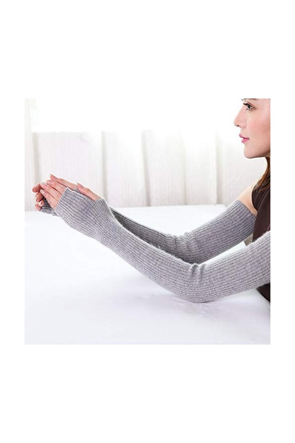 Gants sans Doigts pour Femmes,Manchettes sans Doigts en Cachemire Manches De Bras Solides Manchette De Bras Court Gants Trico