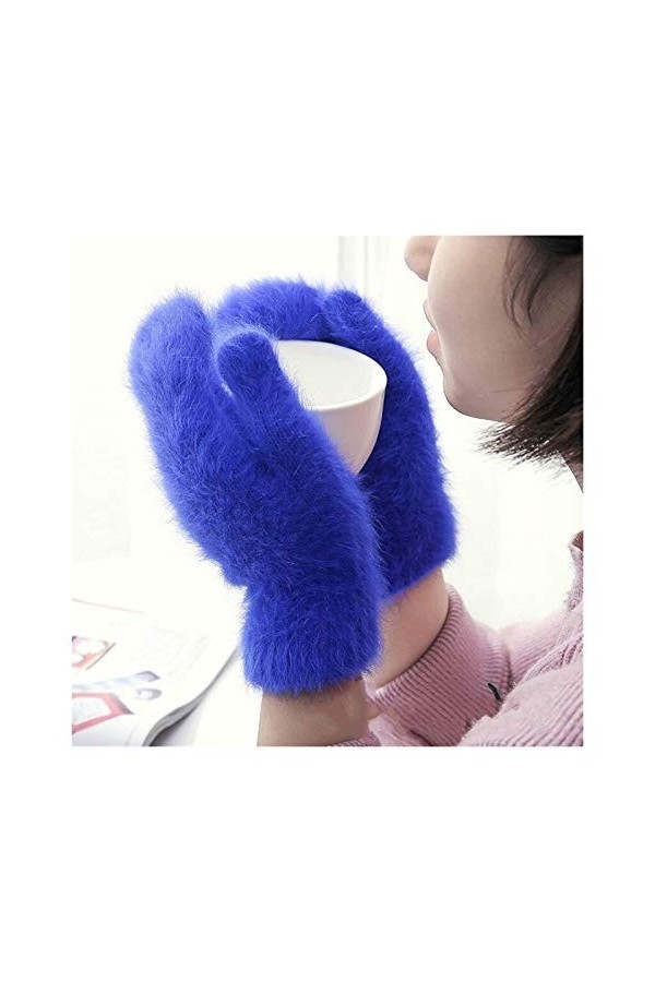 HSJM Gants Gants en Laine Mignons Femmes Moufles dhiver Gants dhiver Gants De Maintien Au Chaud Color : Blue, Gloves Size 