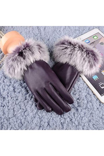 Berrysun Gants Gants Cuir Warm Street Dames Femmes Gants Moufles Color : Purple, Size : One Size 