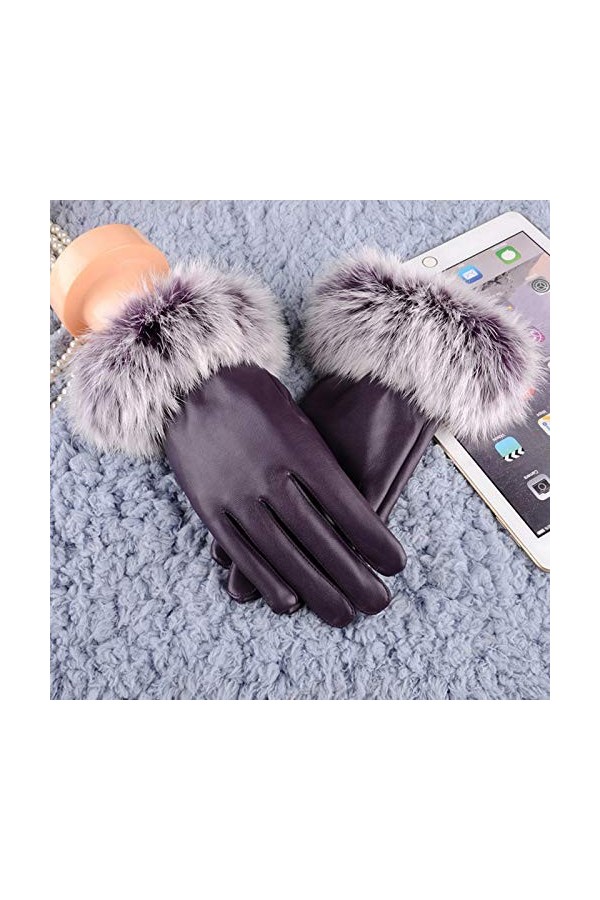 Berrysun Gants Gants Cuir Warm Street Dames Femmes Gants Moufles Color : Purple, Size : One Size 
