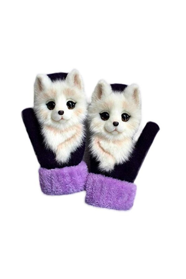 LYWYOUDDKH Femmes Hommes Hiver Gants Tricotés Mignon 3D Moufles Thermiques Animal De Bande Dessinée - B 