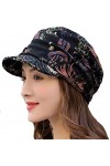 HUIPYOU Casquette à Bord Court plissé Floral, Chapeaux dhiver pour Femmes Black,One Size 